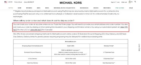 Michael Kors canada order status